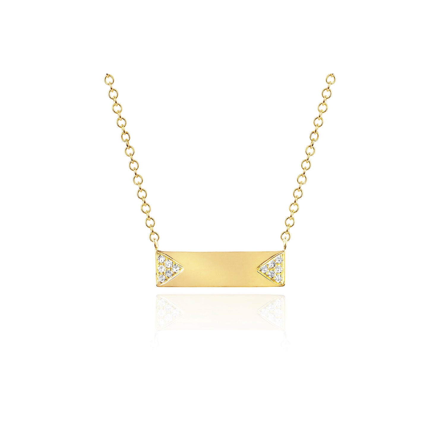 Diamond Double Triangle Mini Nameplate Necklace