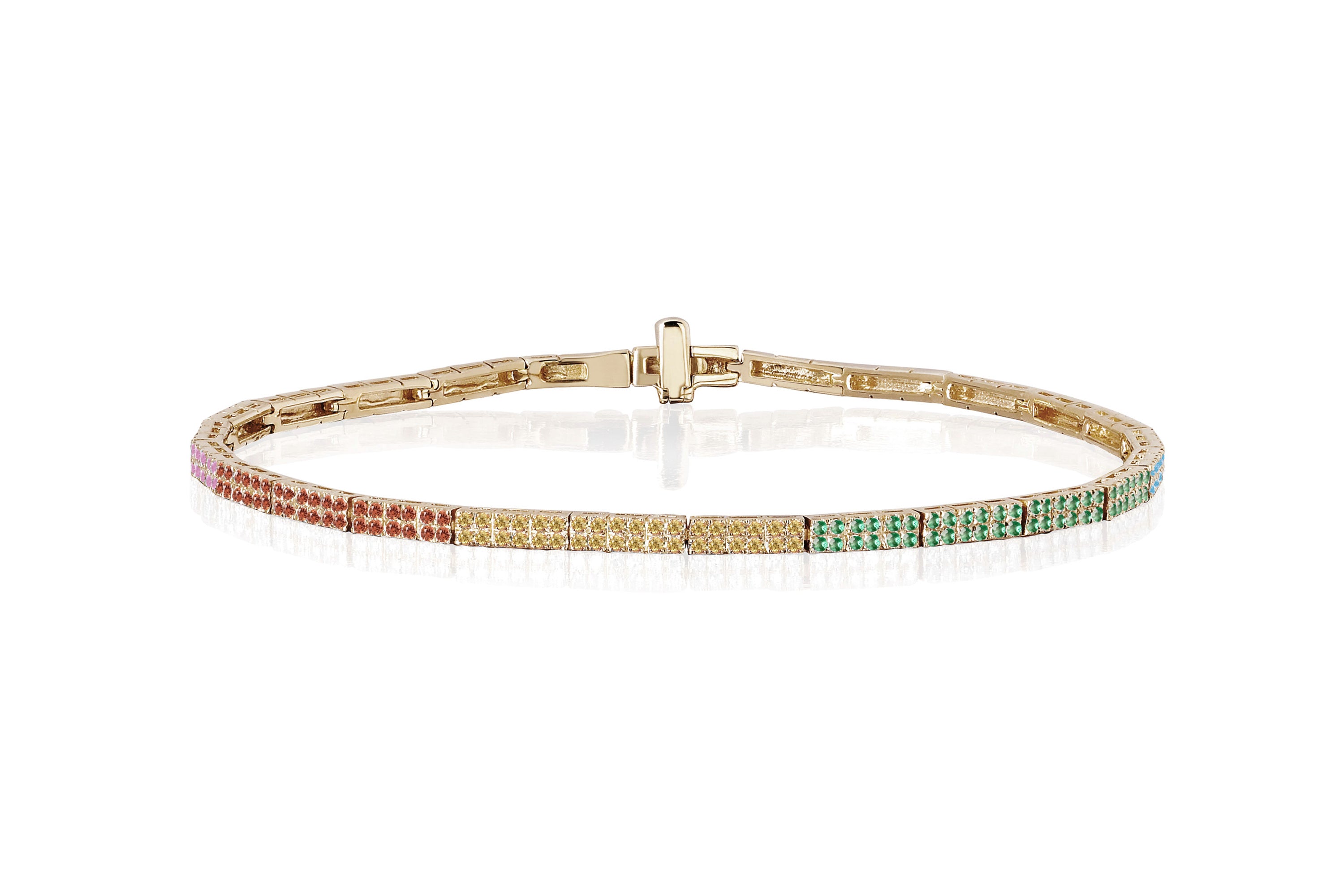 Rainbow Double Row Eternity Bracelet