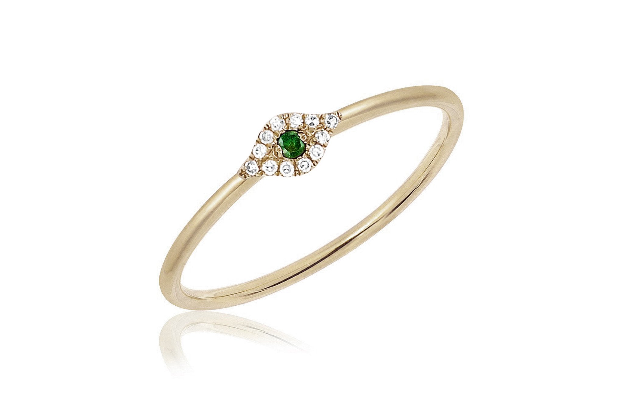 Diamond Tsavorite Mini Evil Eye Stack Ring