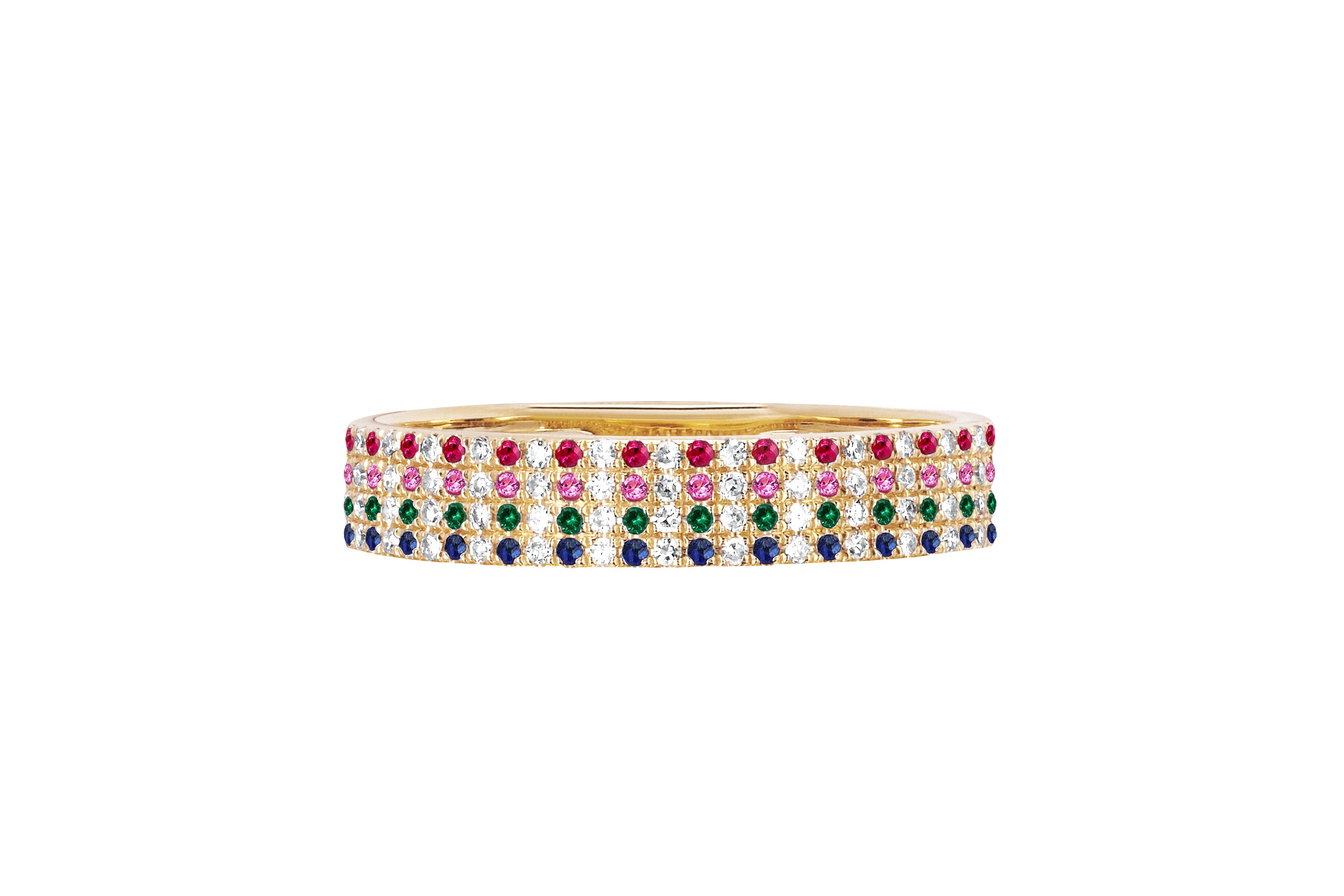 Diamond & Rainbow Dot Cigar Band Ring