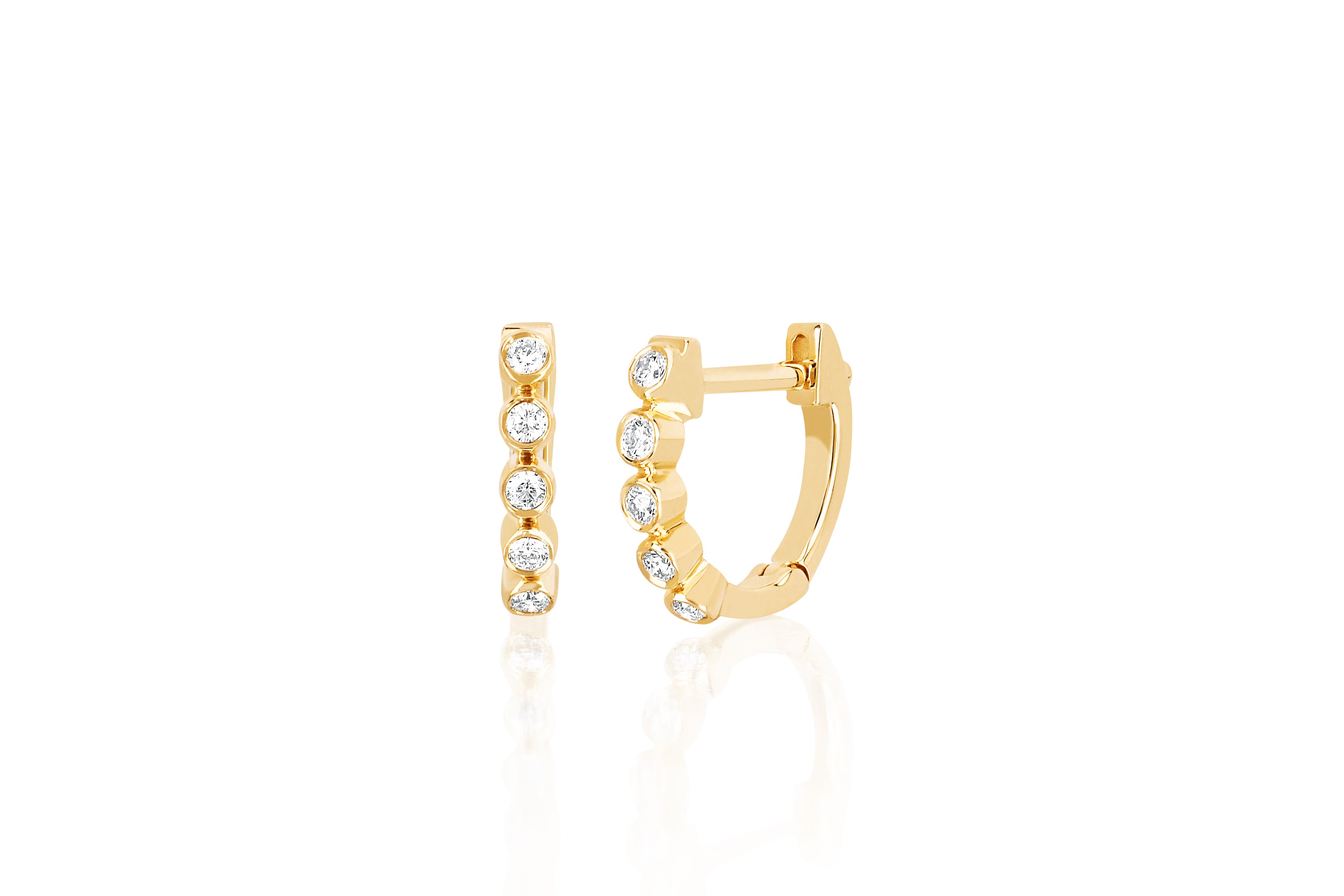 Bezel Diamond Mini Huggie Earring