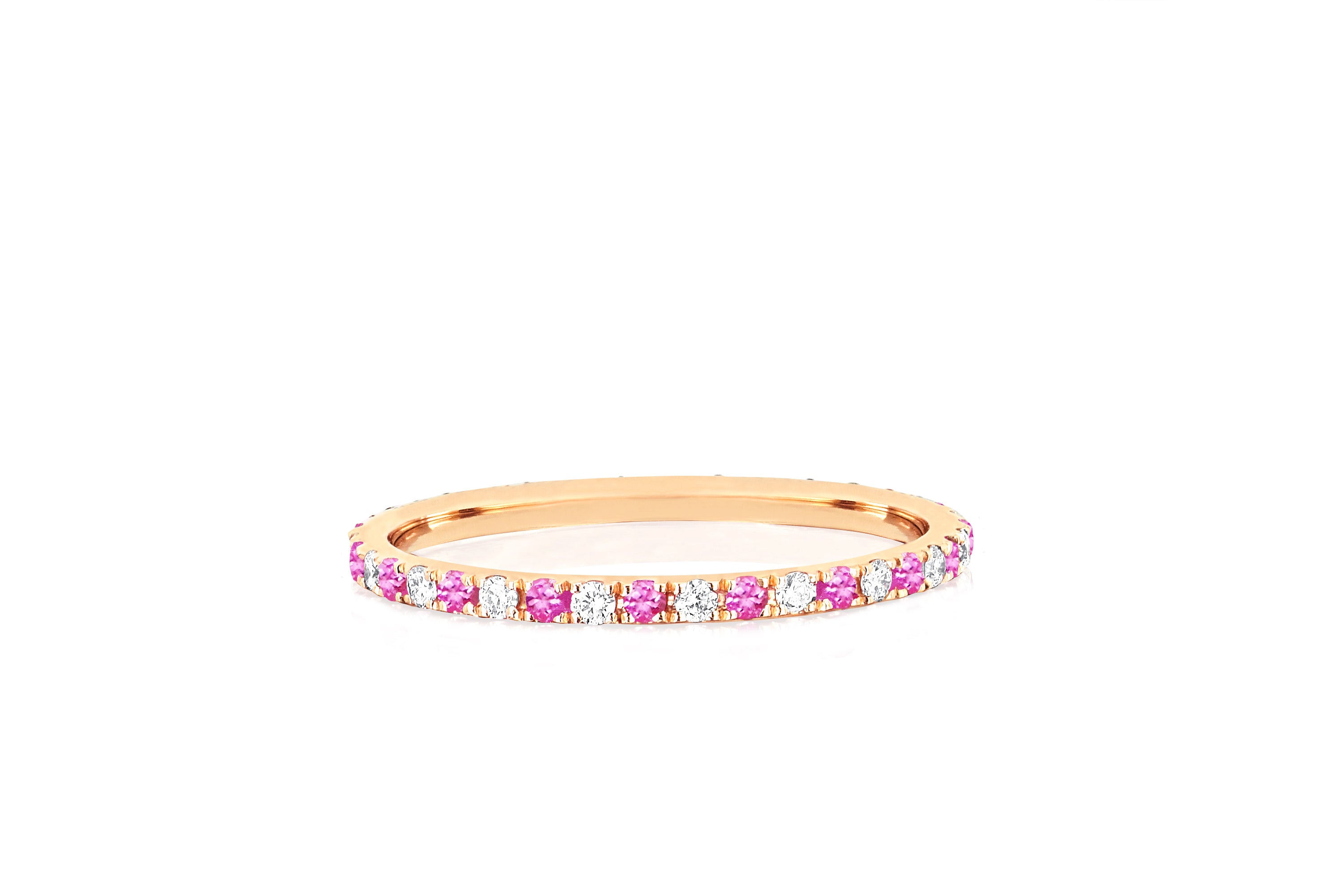 Diamond & Pink Sapphire Dot Eternity Band Ring