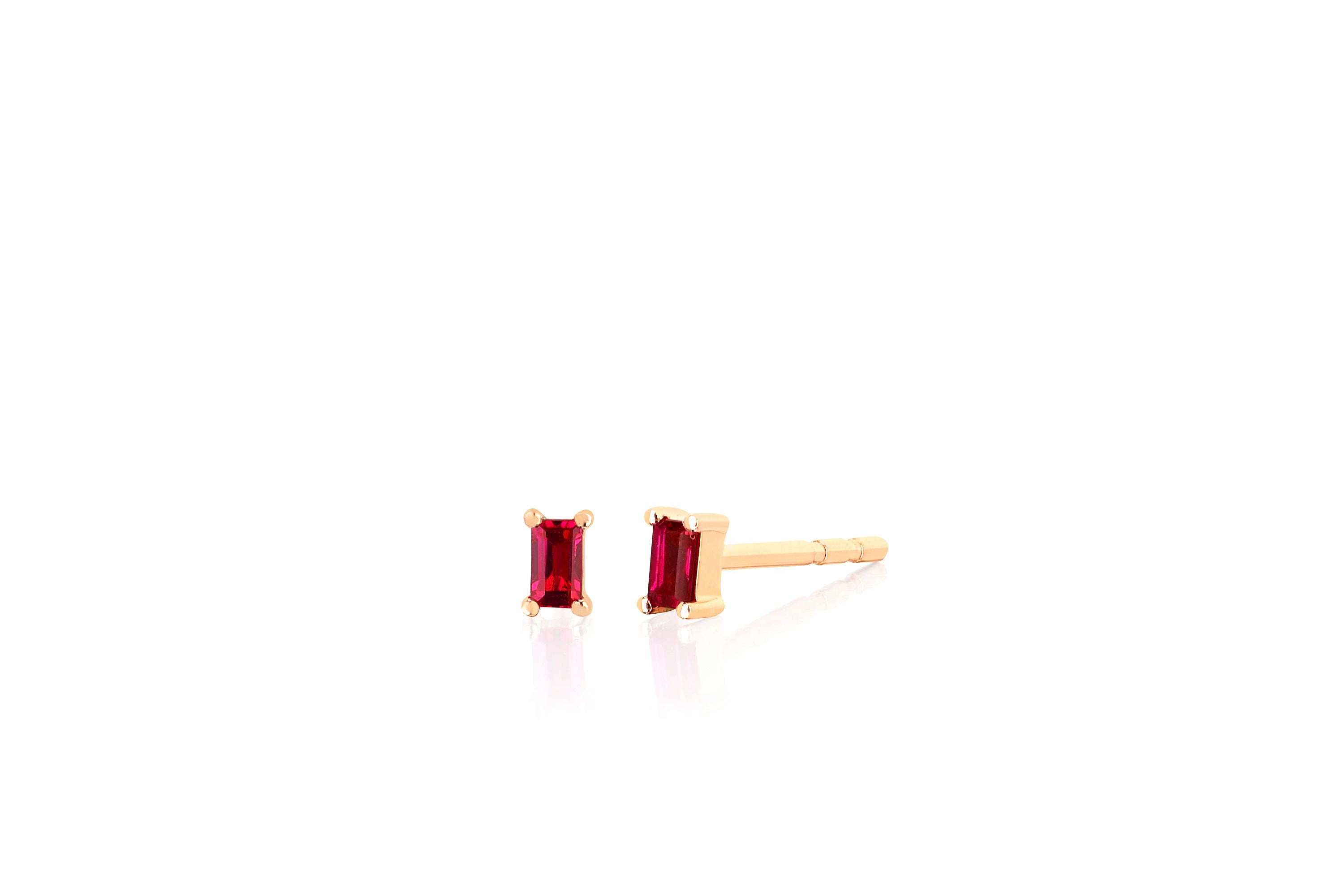 Ruby Baguette Stud Earring