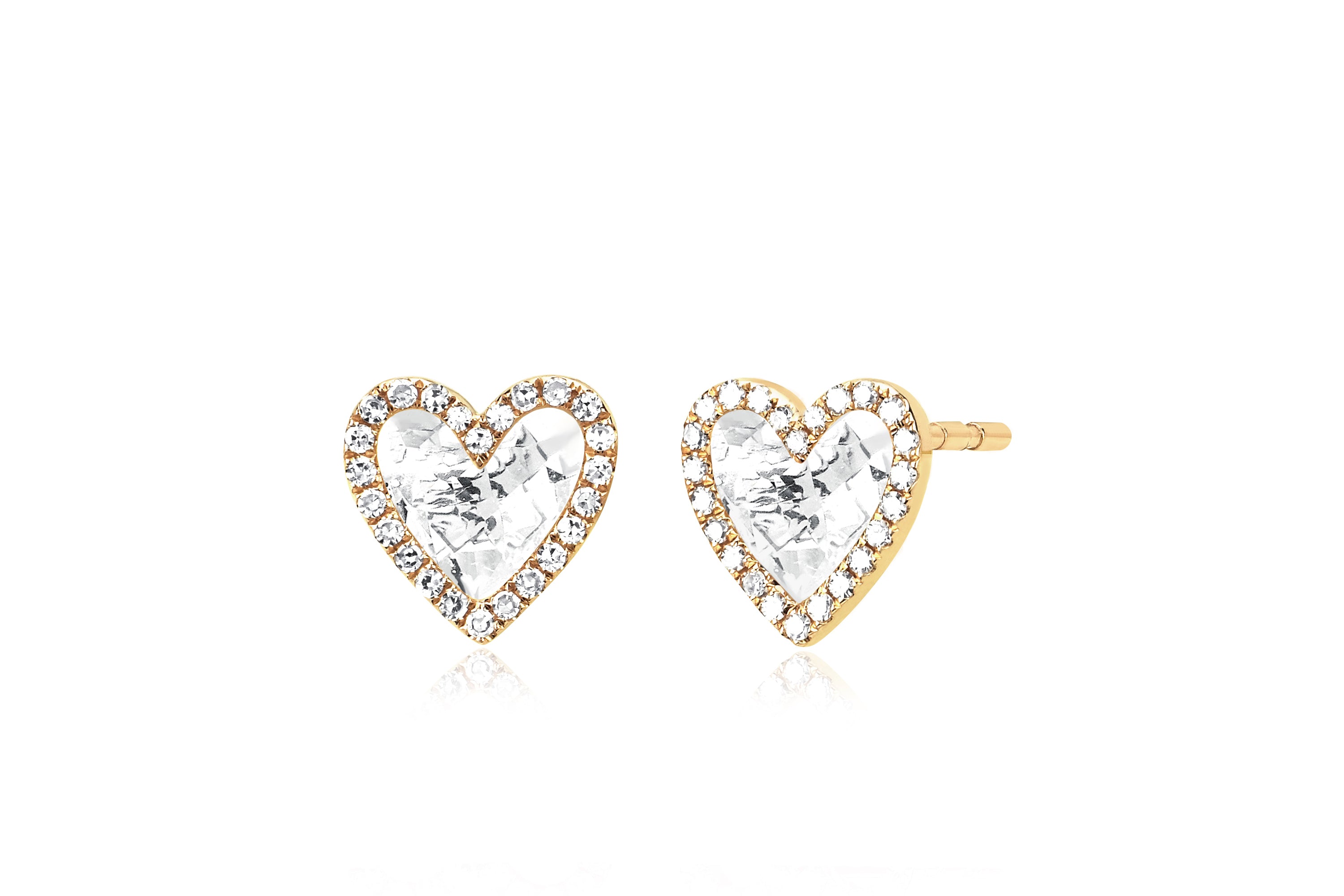 Diamond & White Topaz Heart Stud Earring