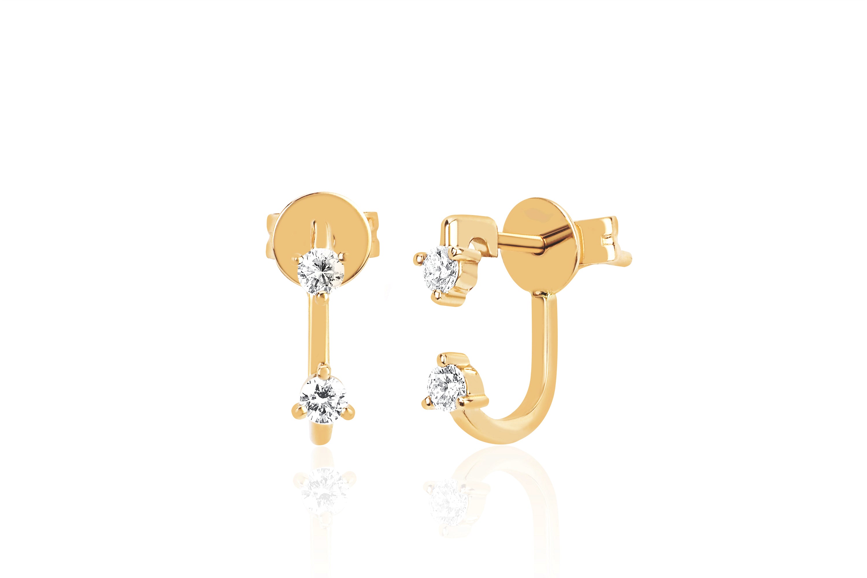 Double Prong Set Diamond Earring