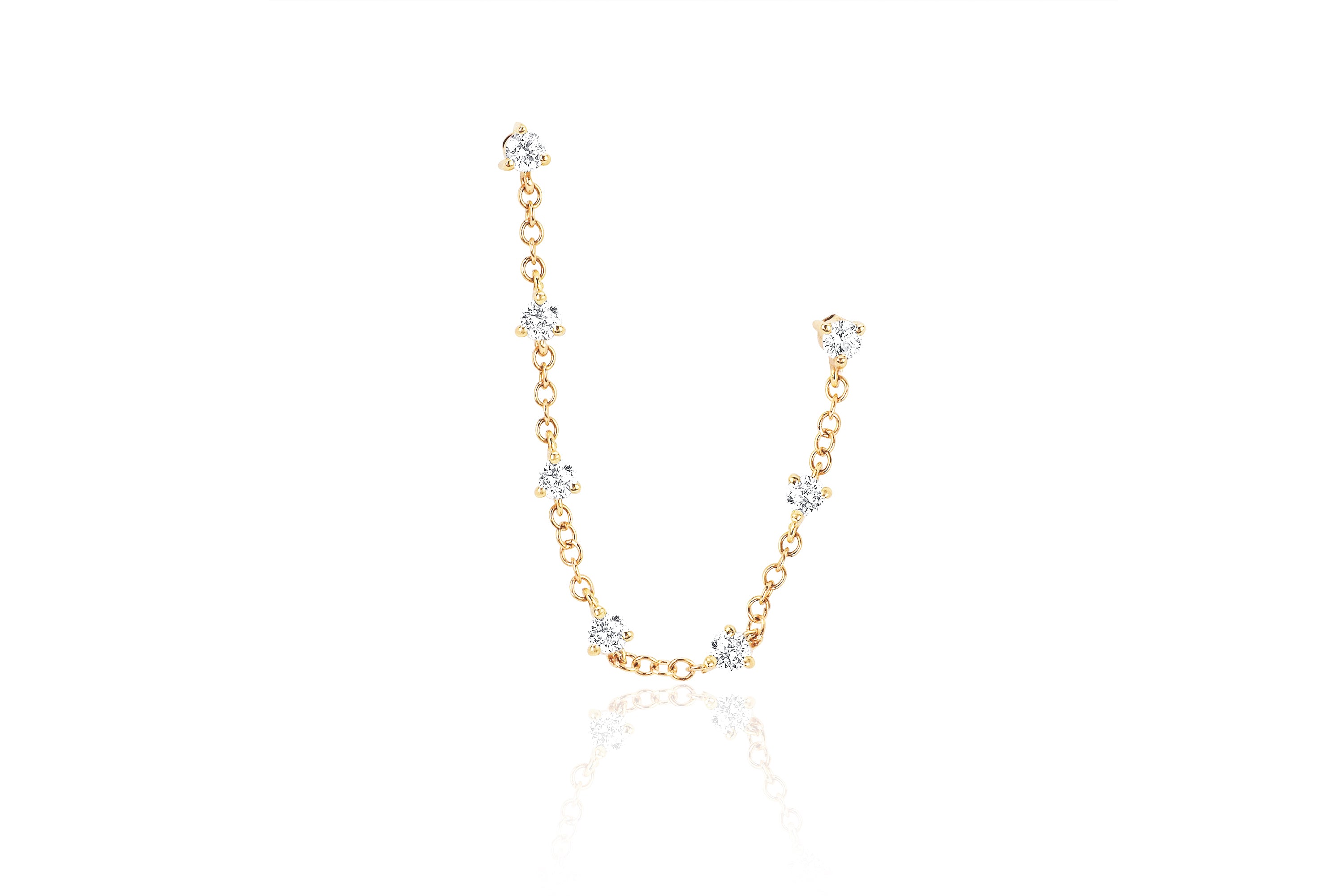 Diamond Double Stud Chain Earring