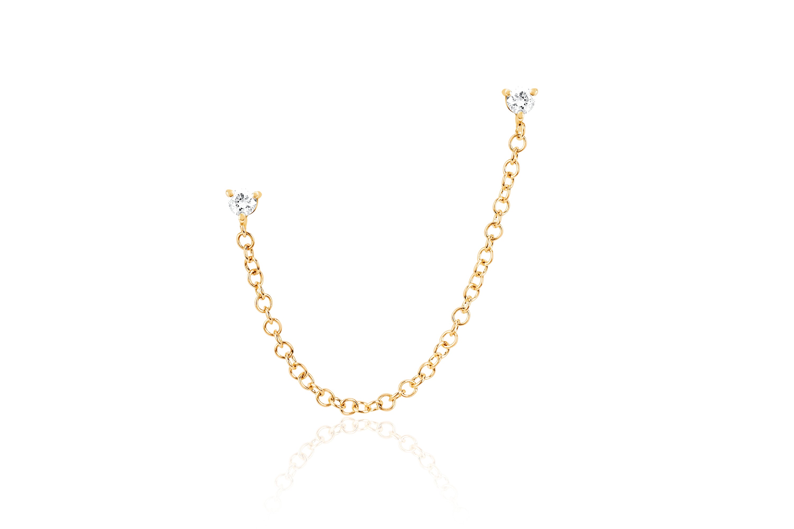 Double Diamond Chain Stud Earring