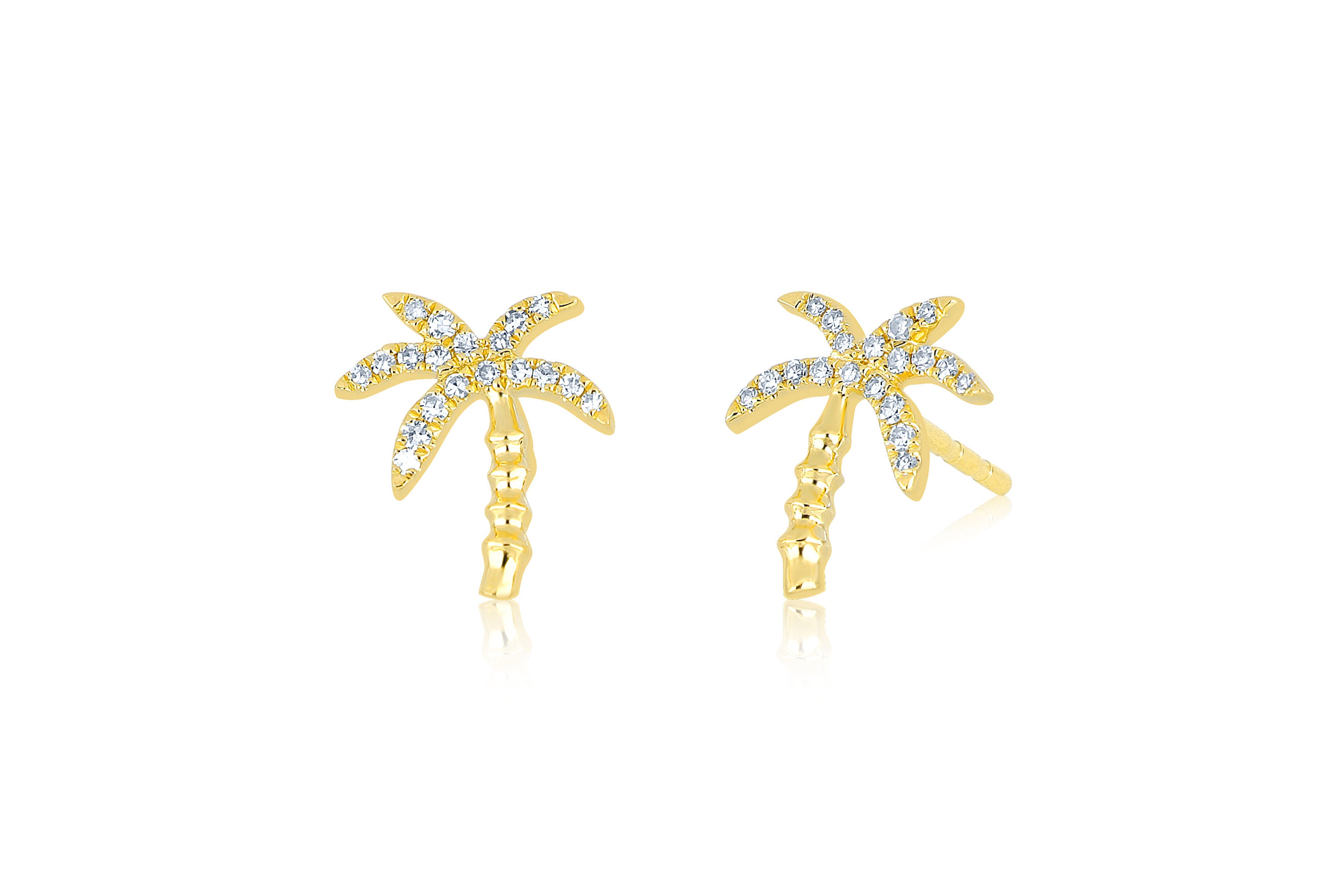 Diamond Wild Palm Stud Earring