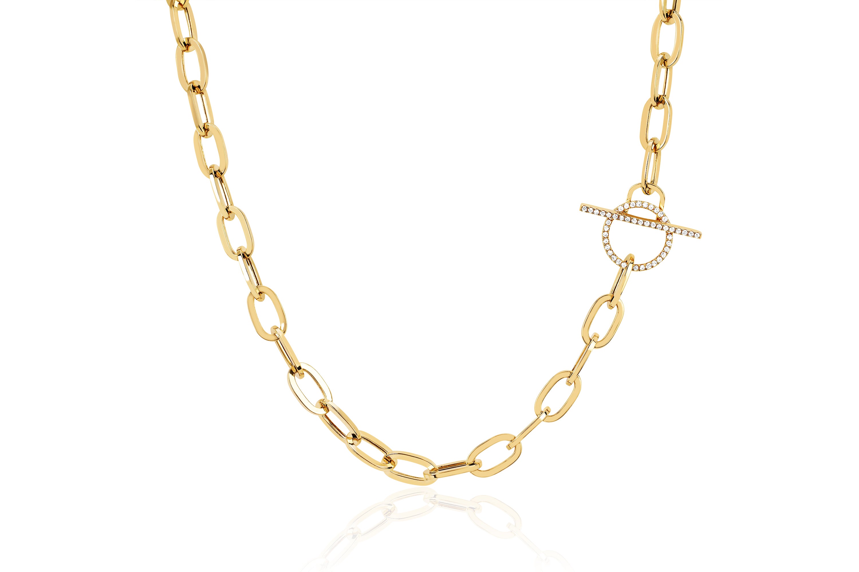 Jumbo Link Chain & Diamond Toggle Necklace