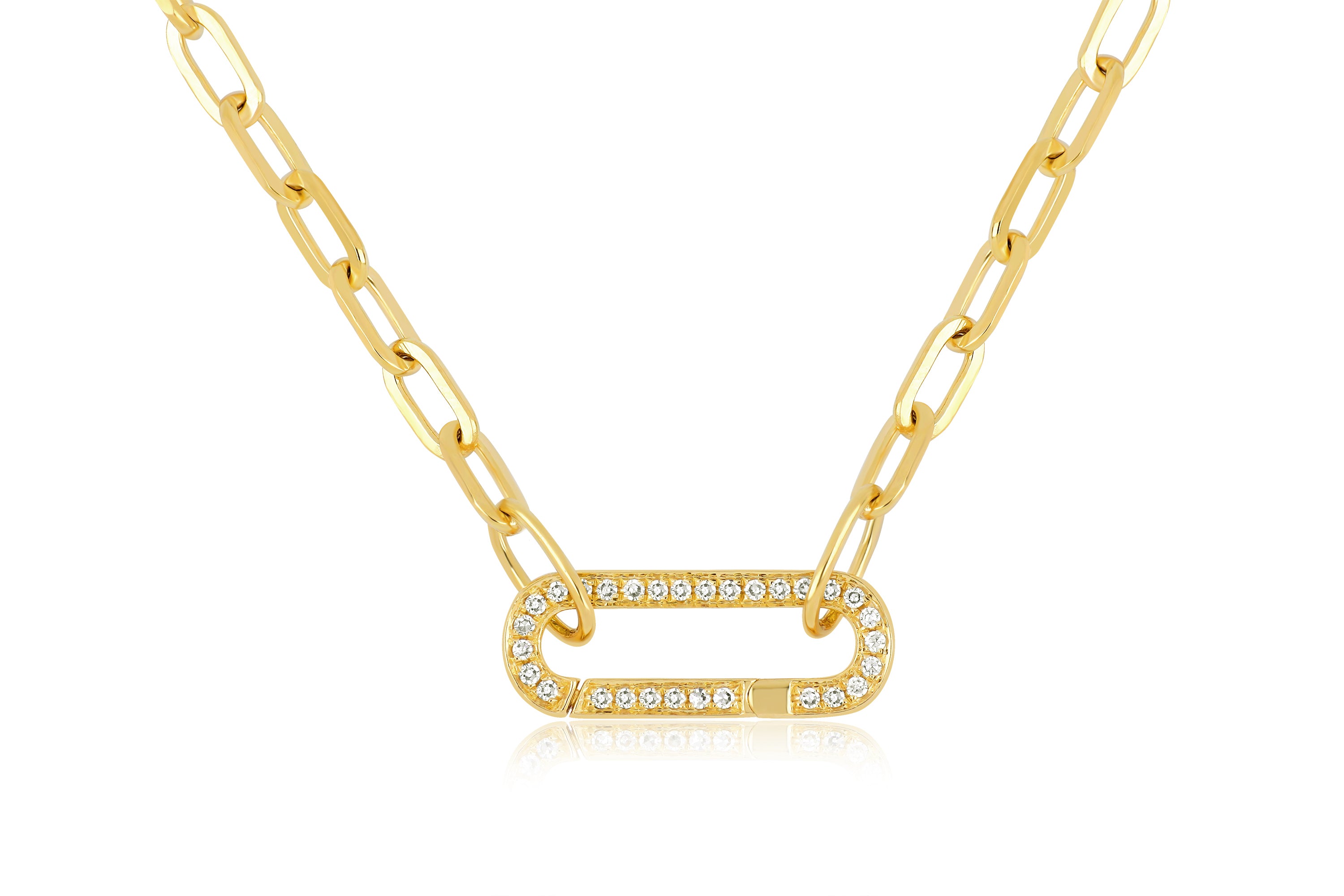 Mini Link Charm Necklace With Elongated Diamond Enhancer