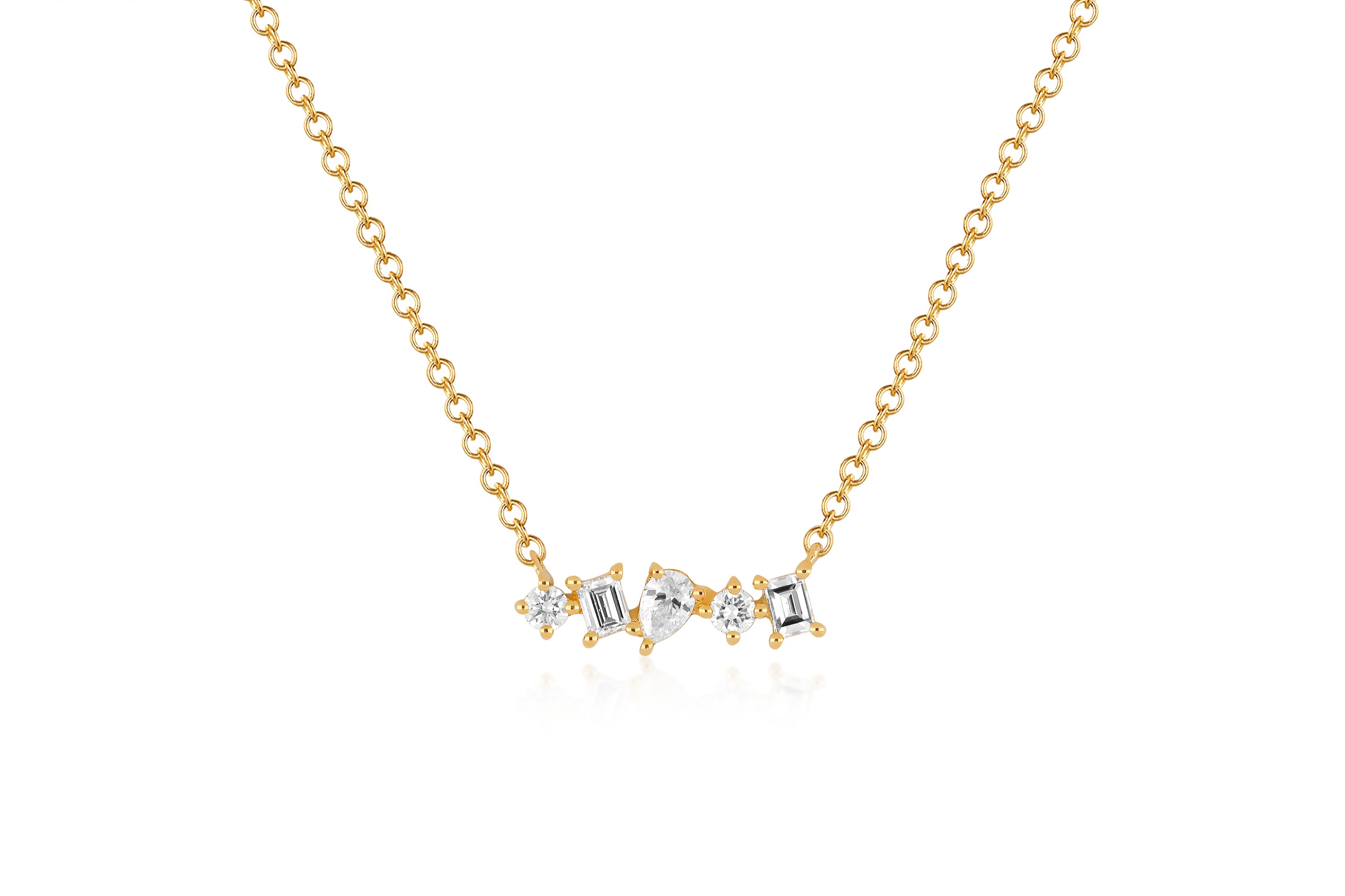 Diamond Multifaceted Mini Bar Necklace