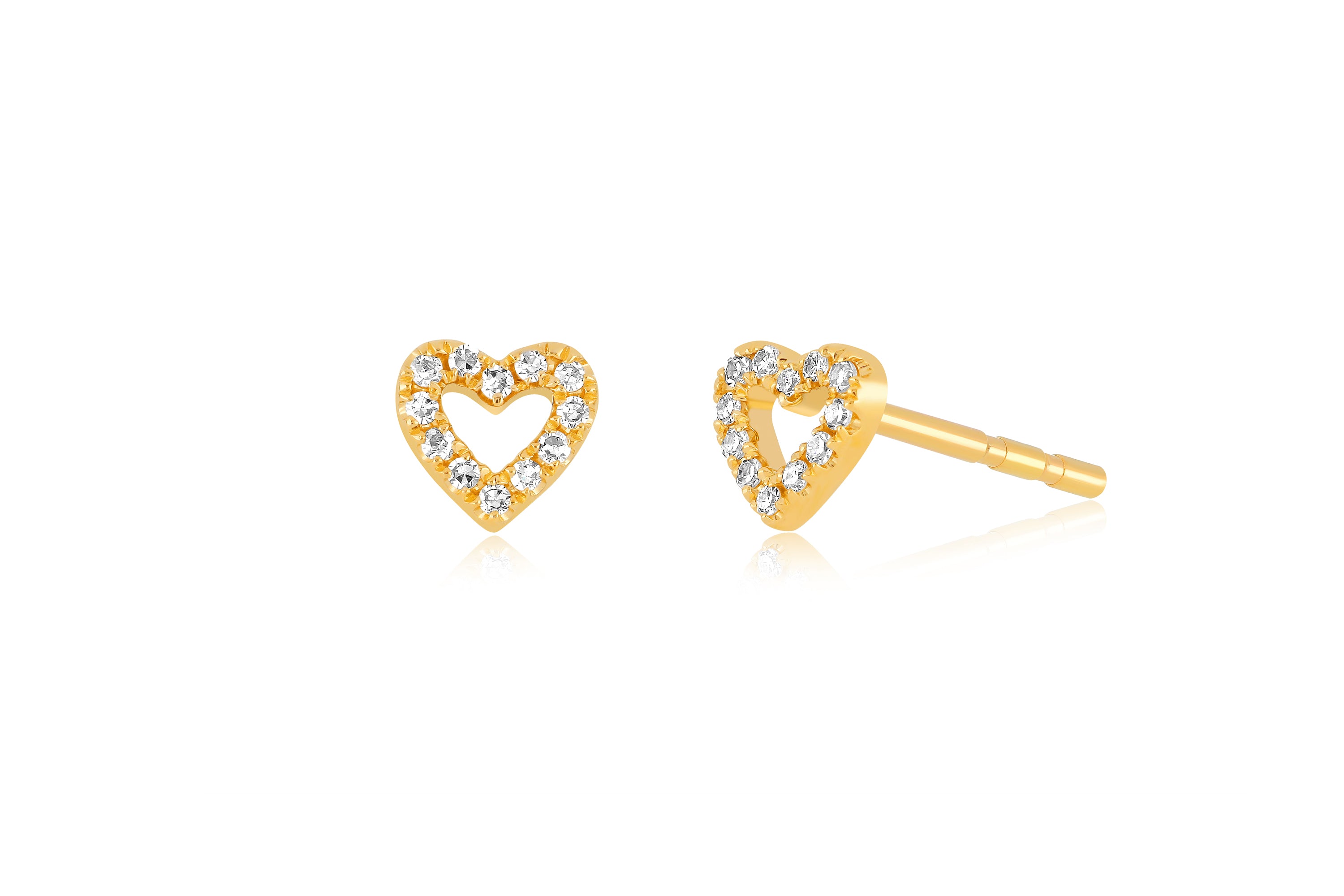 Diamond Baby Open Heart Stud Earring