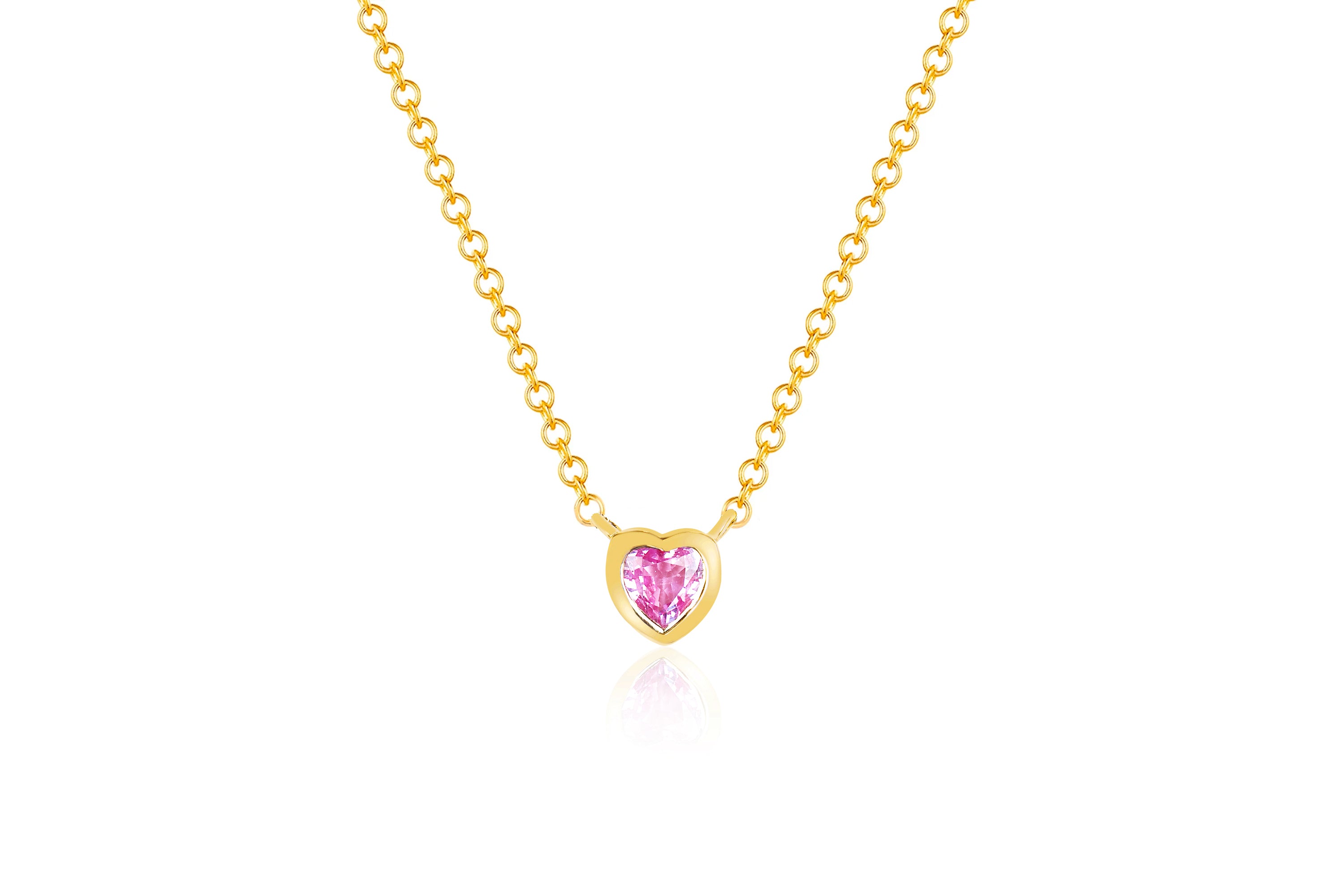 Pink Sapphire Heart Necklace