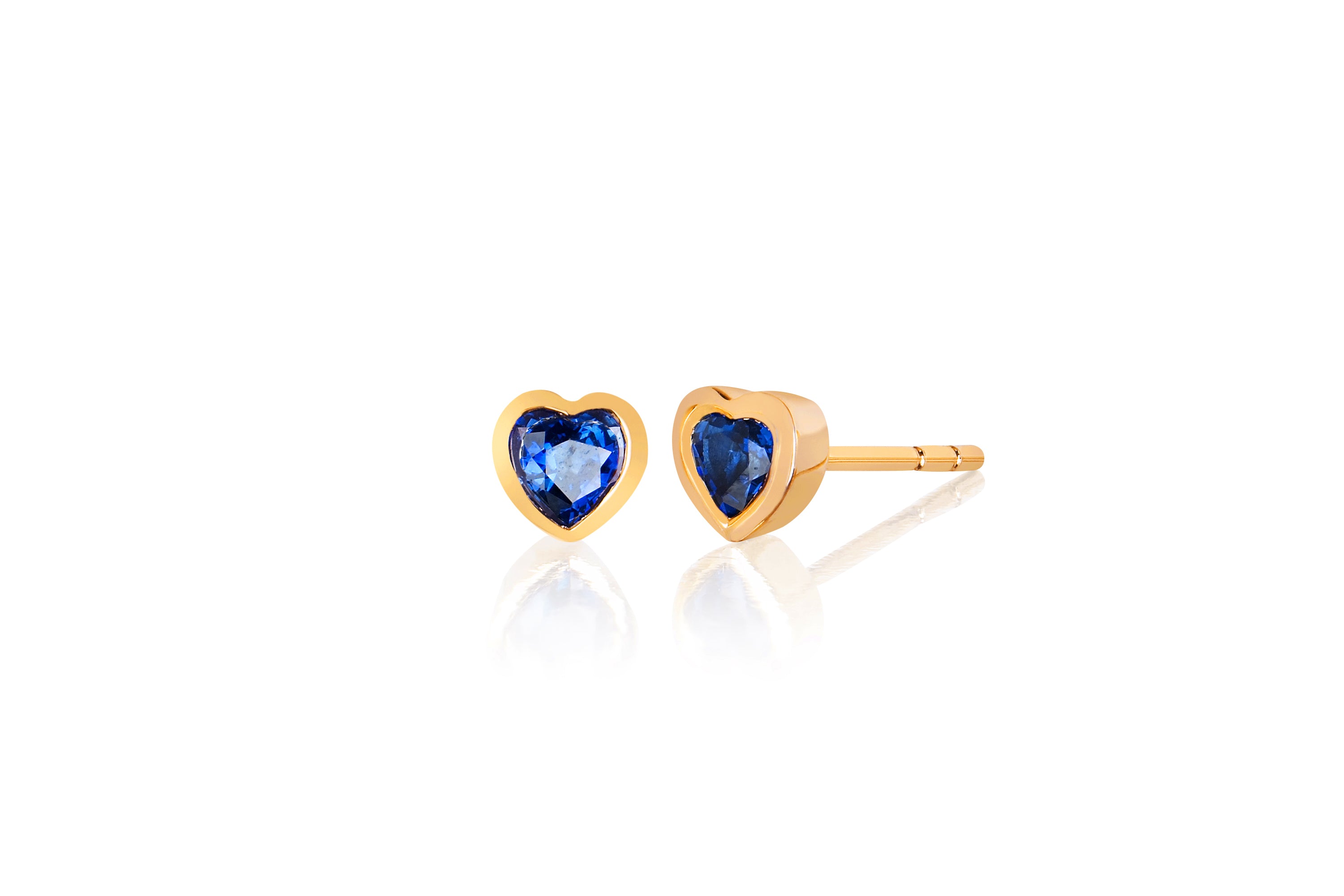 Blue Sapphire Heart Stud Earring