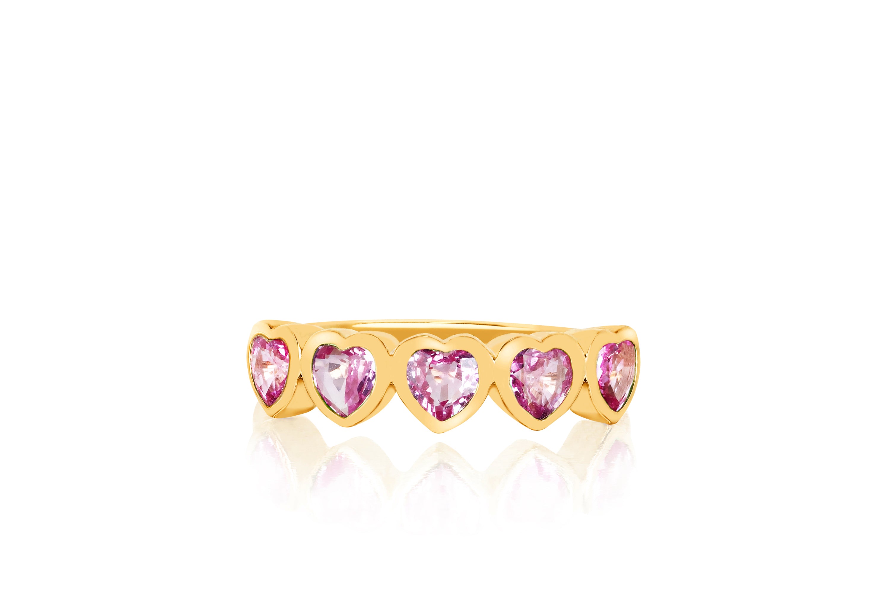 Pink Sapphire Multi Heart Ring