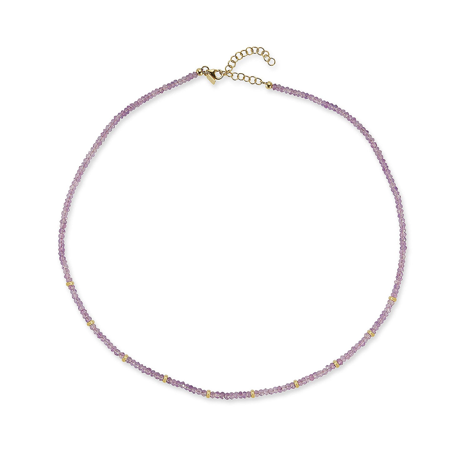 Birthstone Bead Necklace In Amethyst