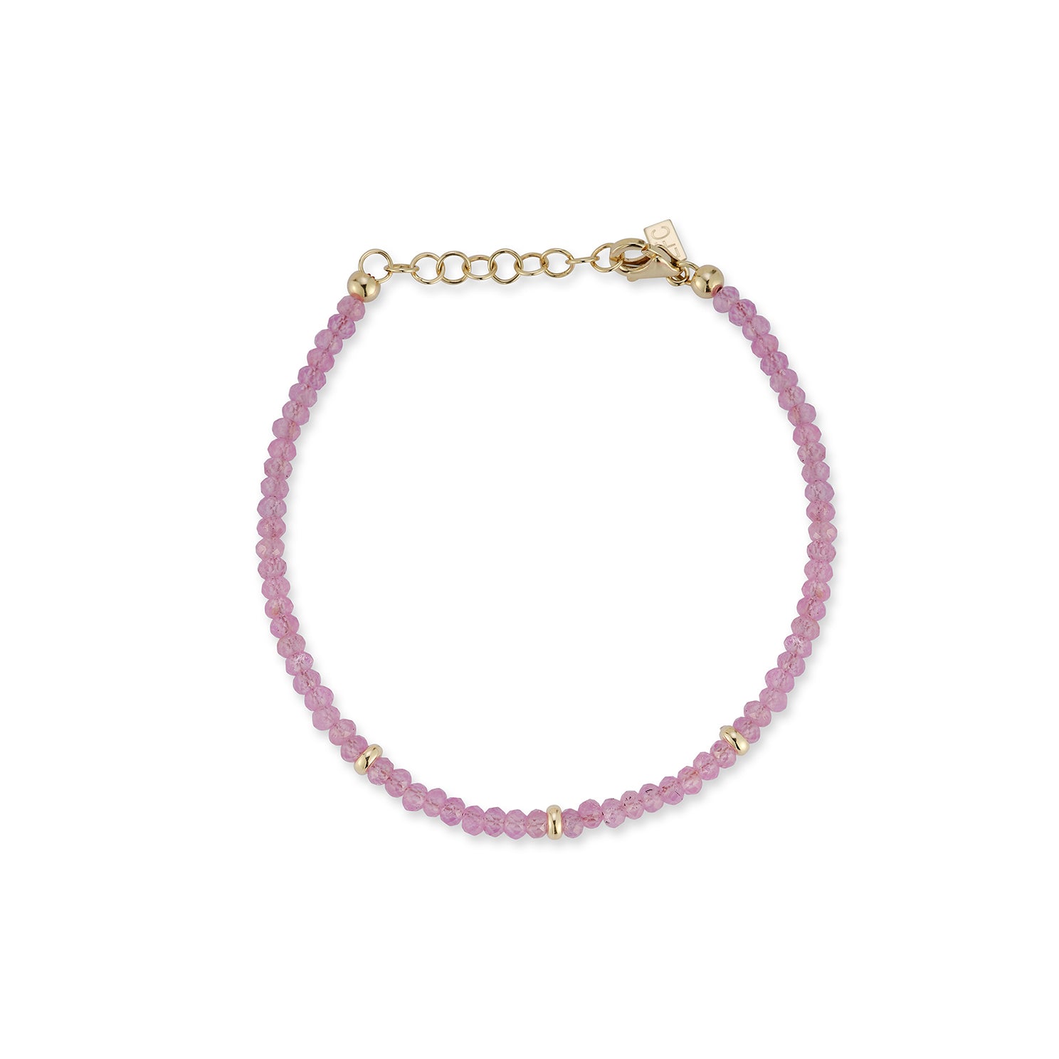 Birthstone Bead Bracelet in Pink Sapphire