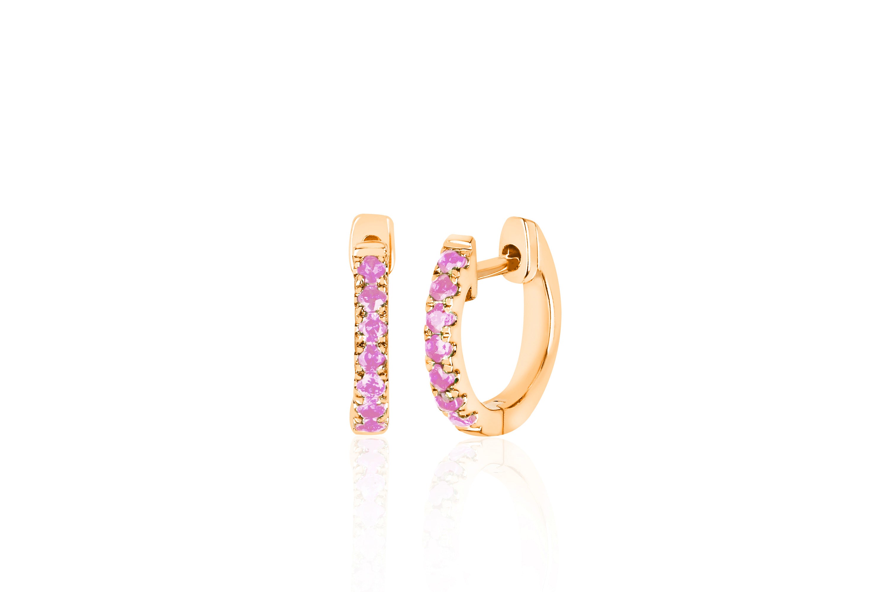 Pink Sapphire Mini Huggie Earring