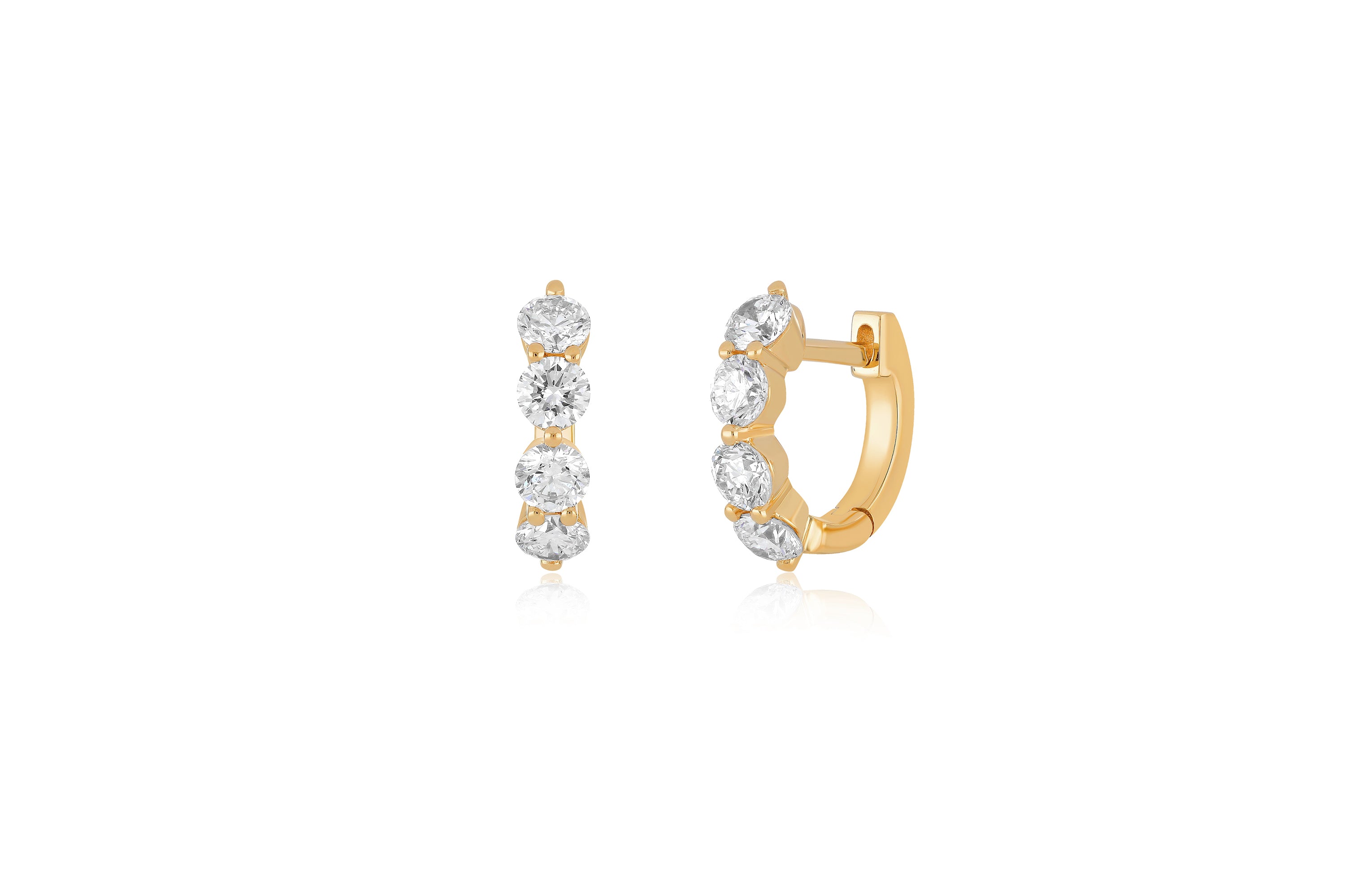 Jumbo Prong Set Diamond Mini Huggie Earring