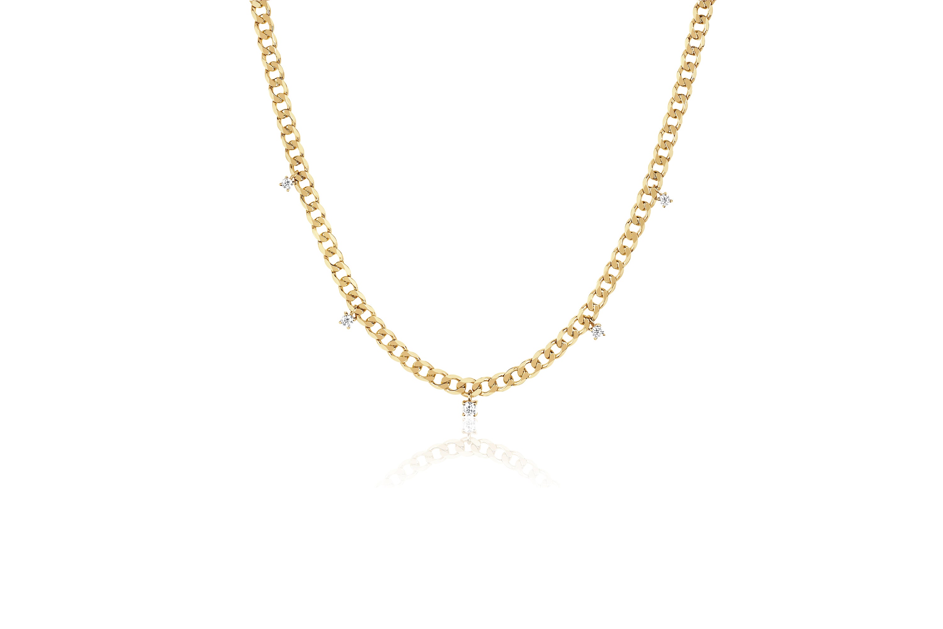 5 Diamond Curb Chain Necklace