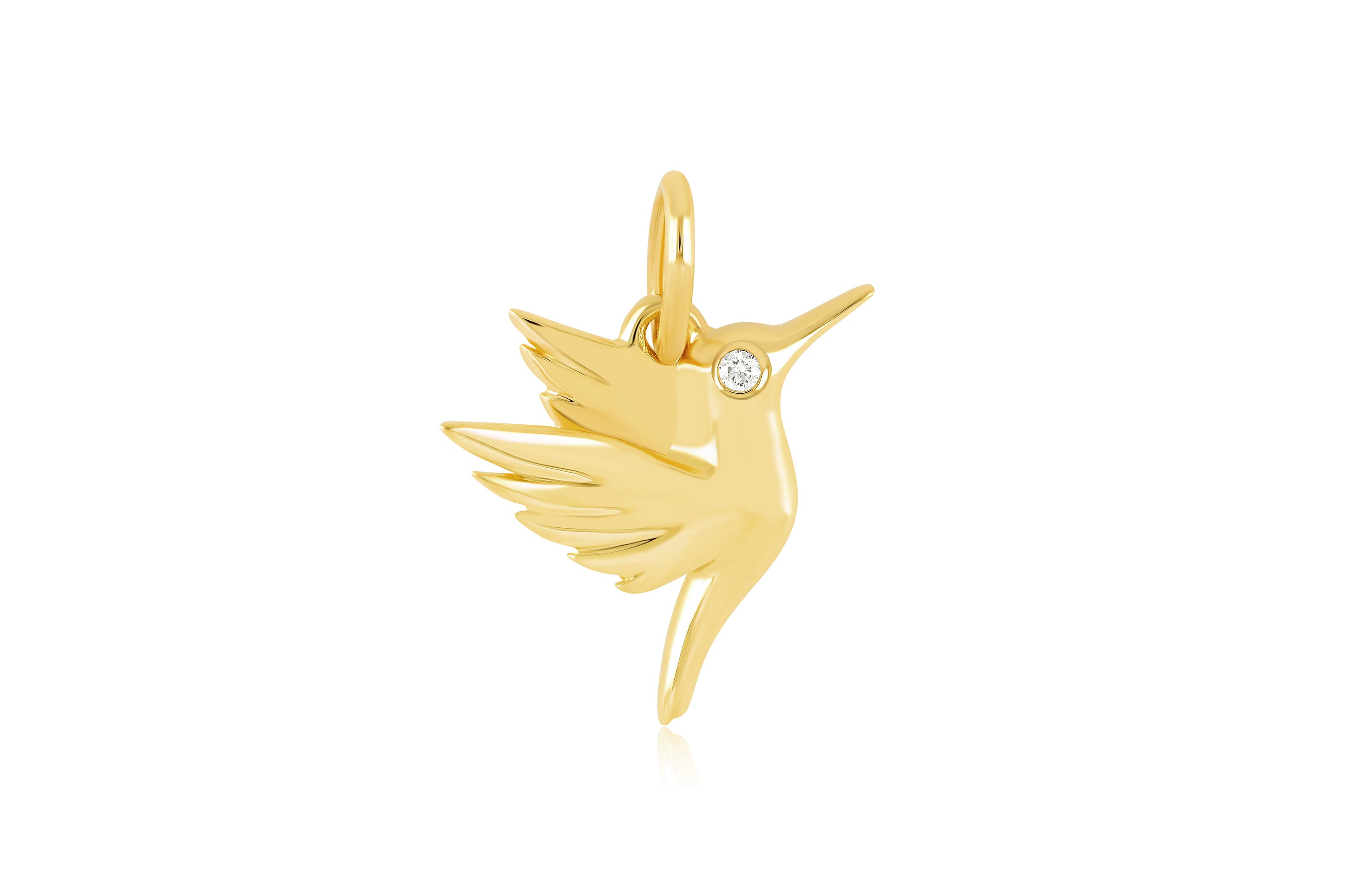 Hummingbird Necklace Charm With Diamond Eye