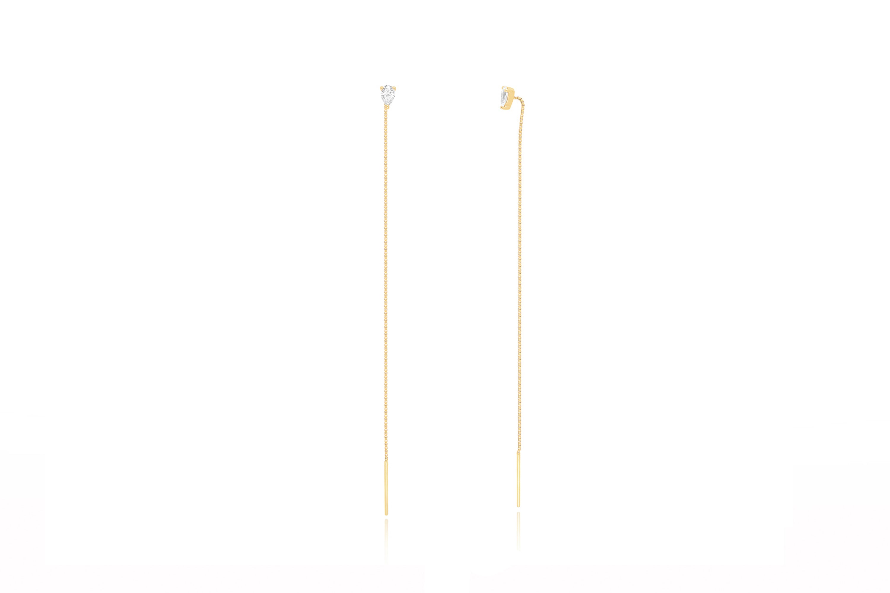 Pear Diamond Liquid Gold Threader Earring