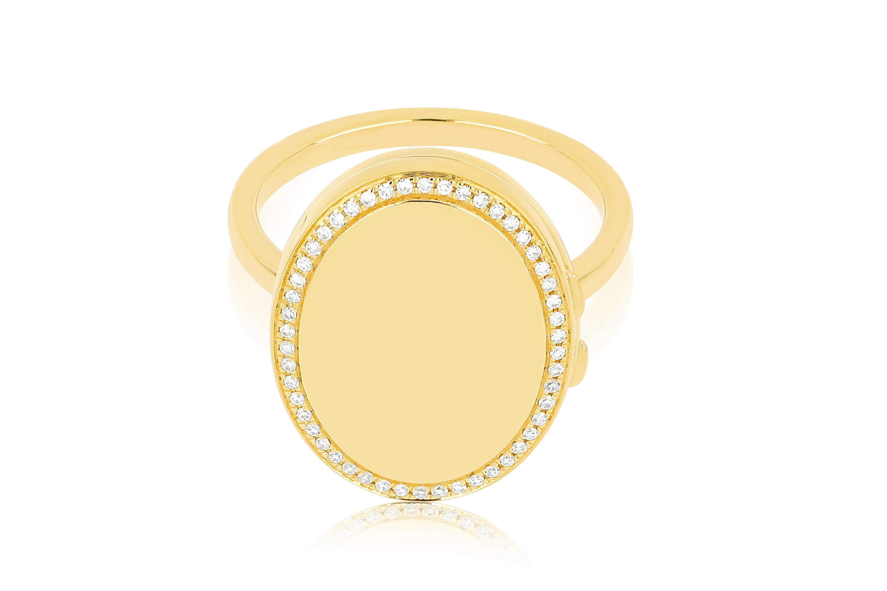 Gold and Diamond Oval Locket Ring