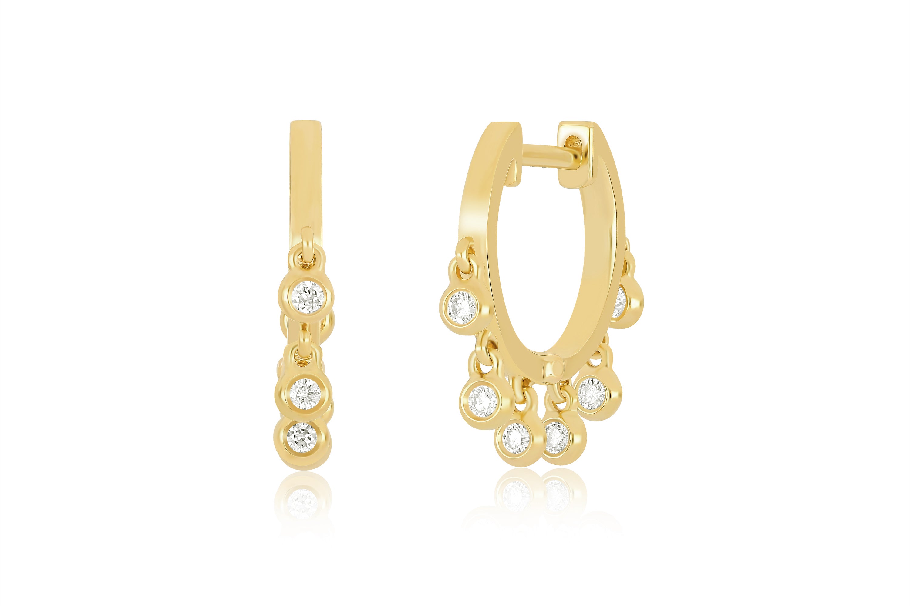 Diamond Bezel Shimmy Huggie Earring