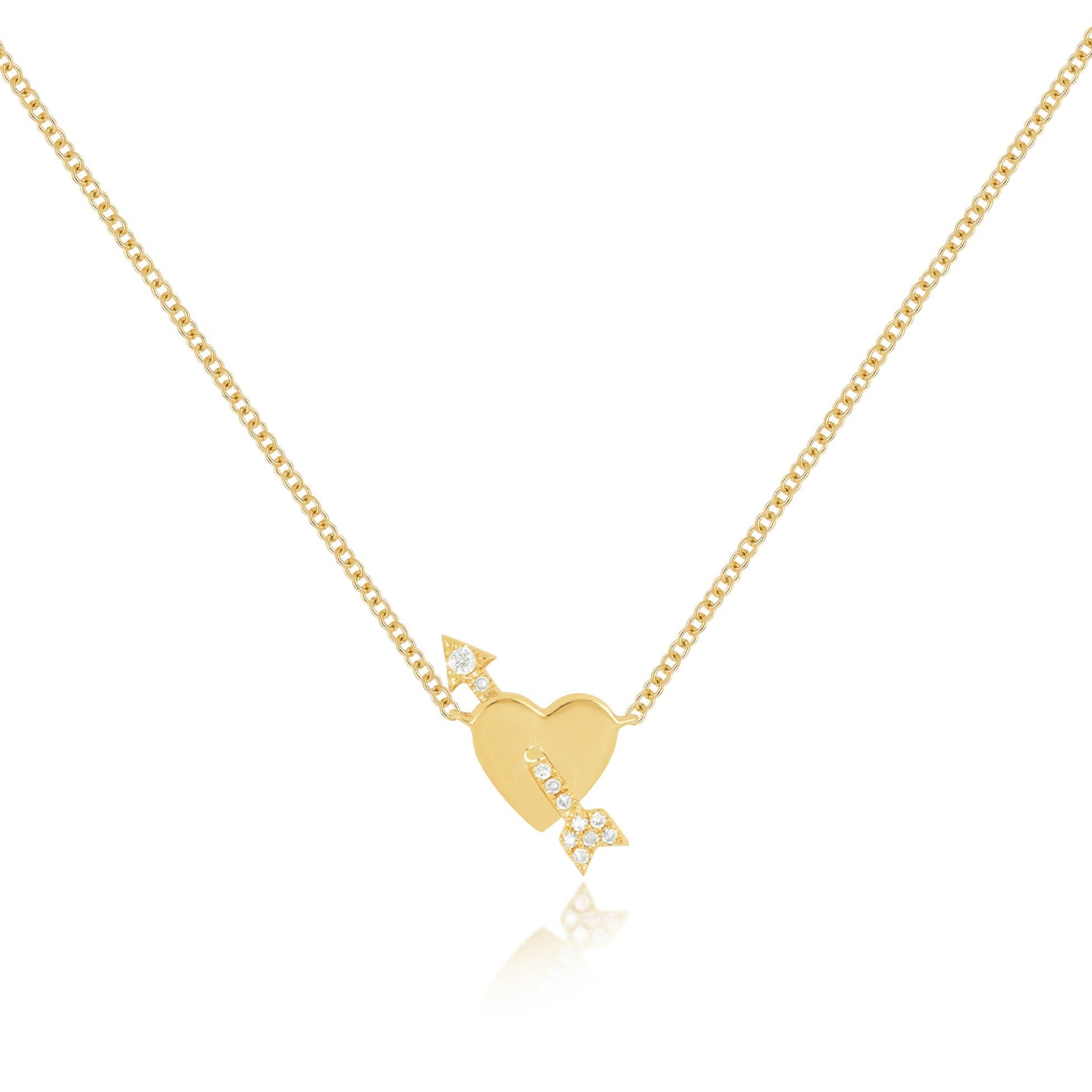 Gold Heart & Diamond Arrow Necklace