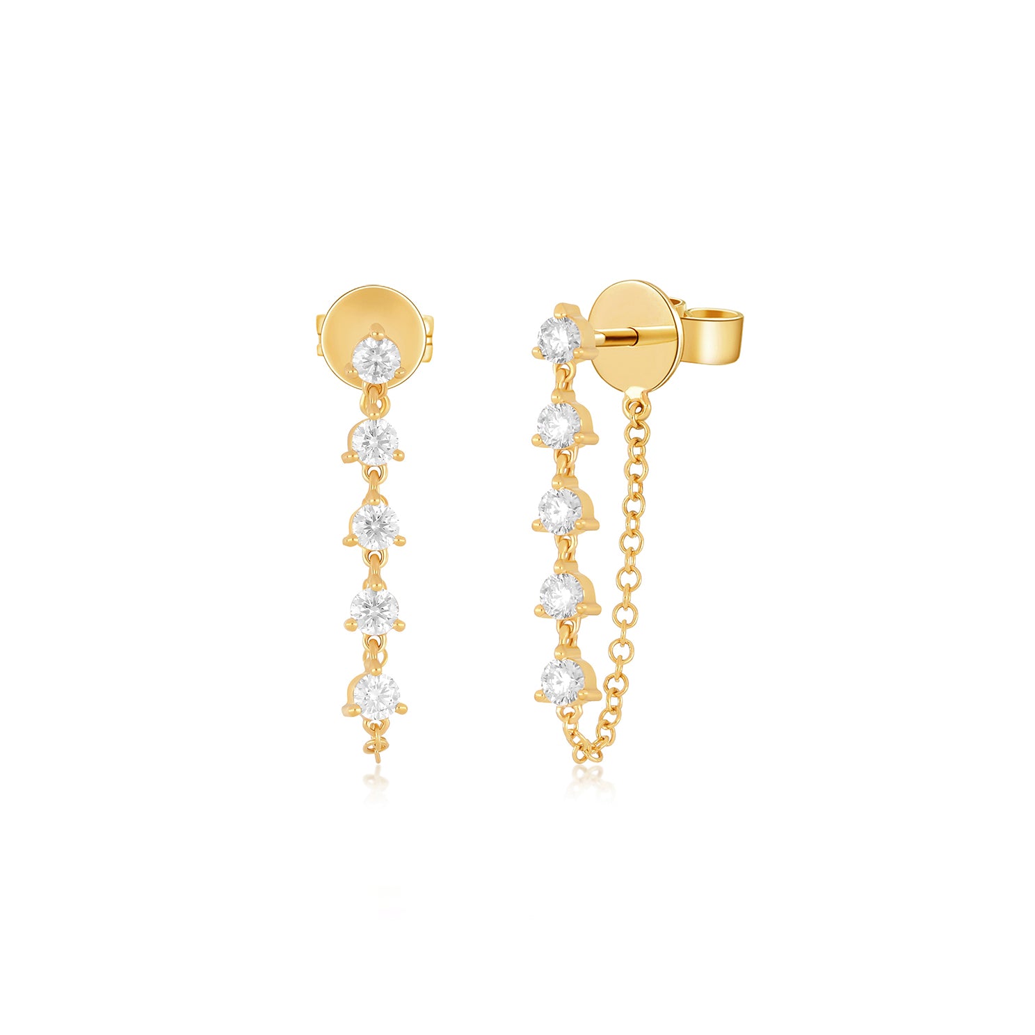 Multi Diamond Chain Stud Earring