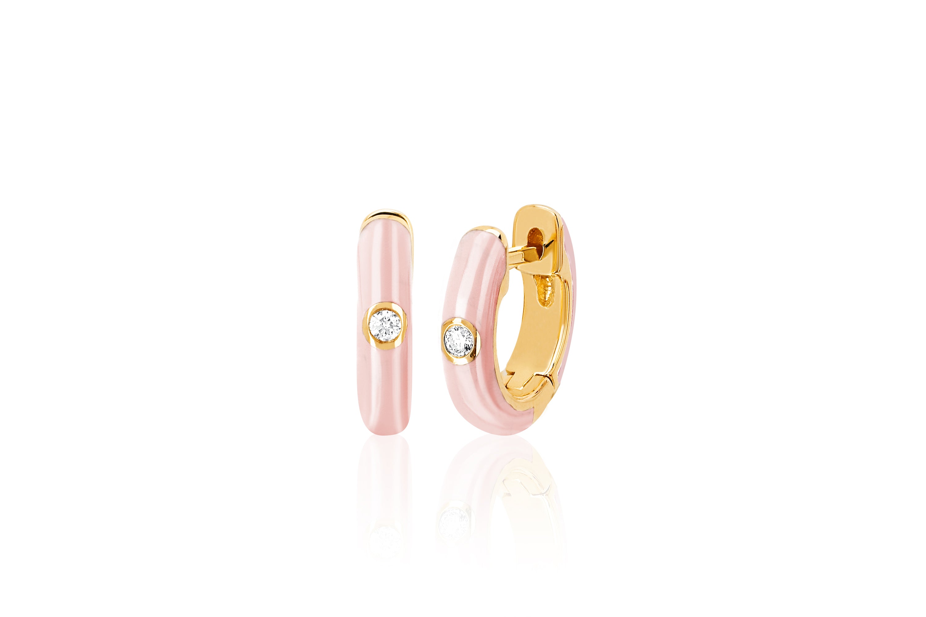 Diamond Blush Enamel Huggie Earring