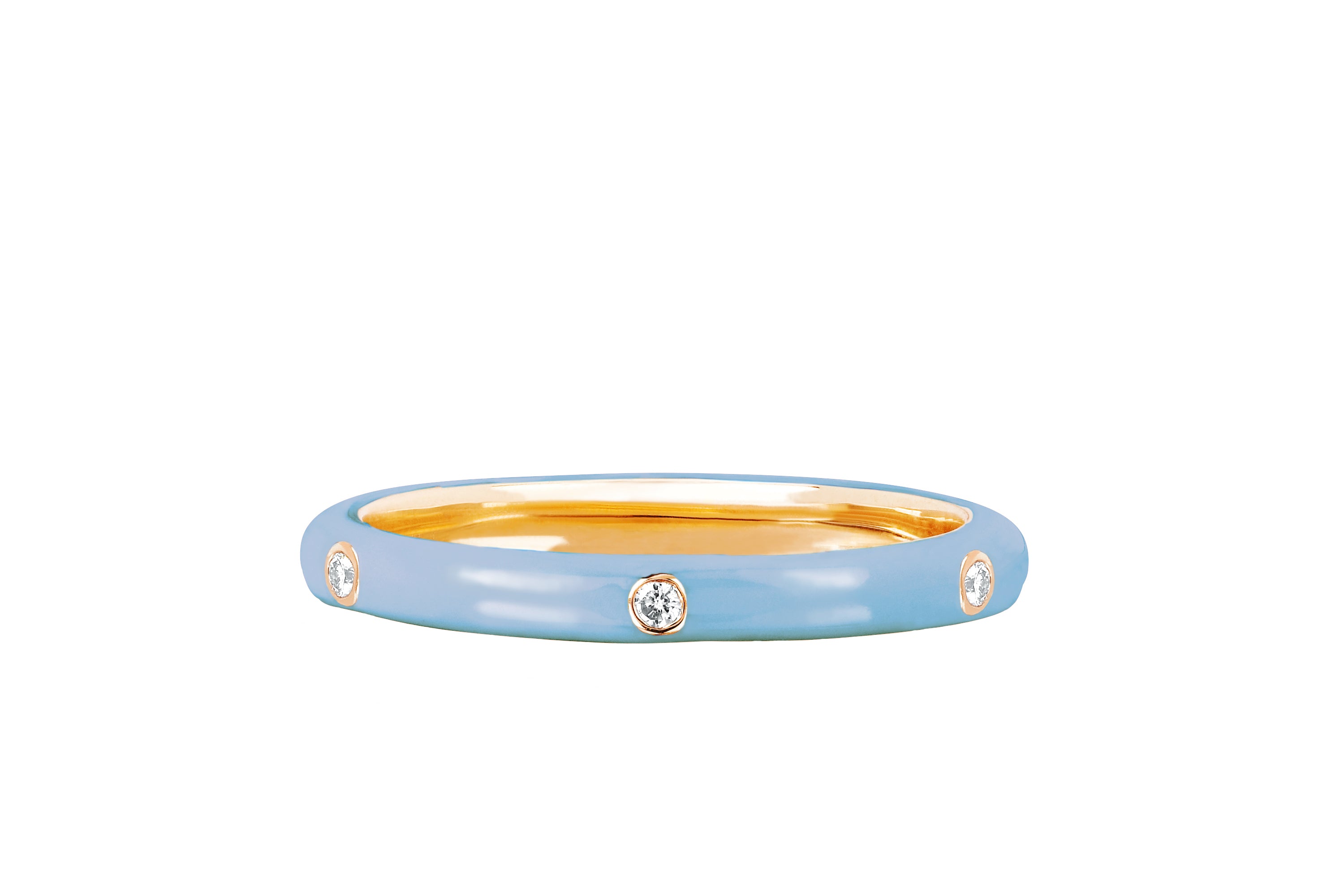 3 Diamond Baby Blue Enamel Stack Ring