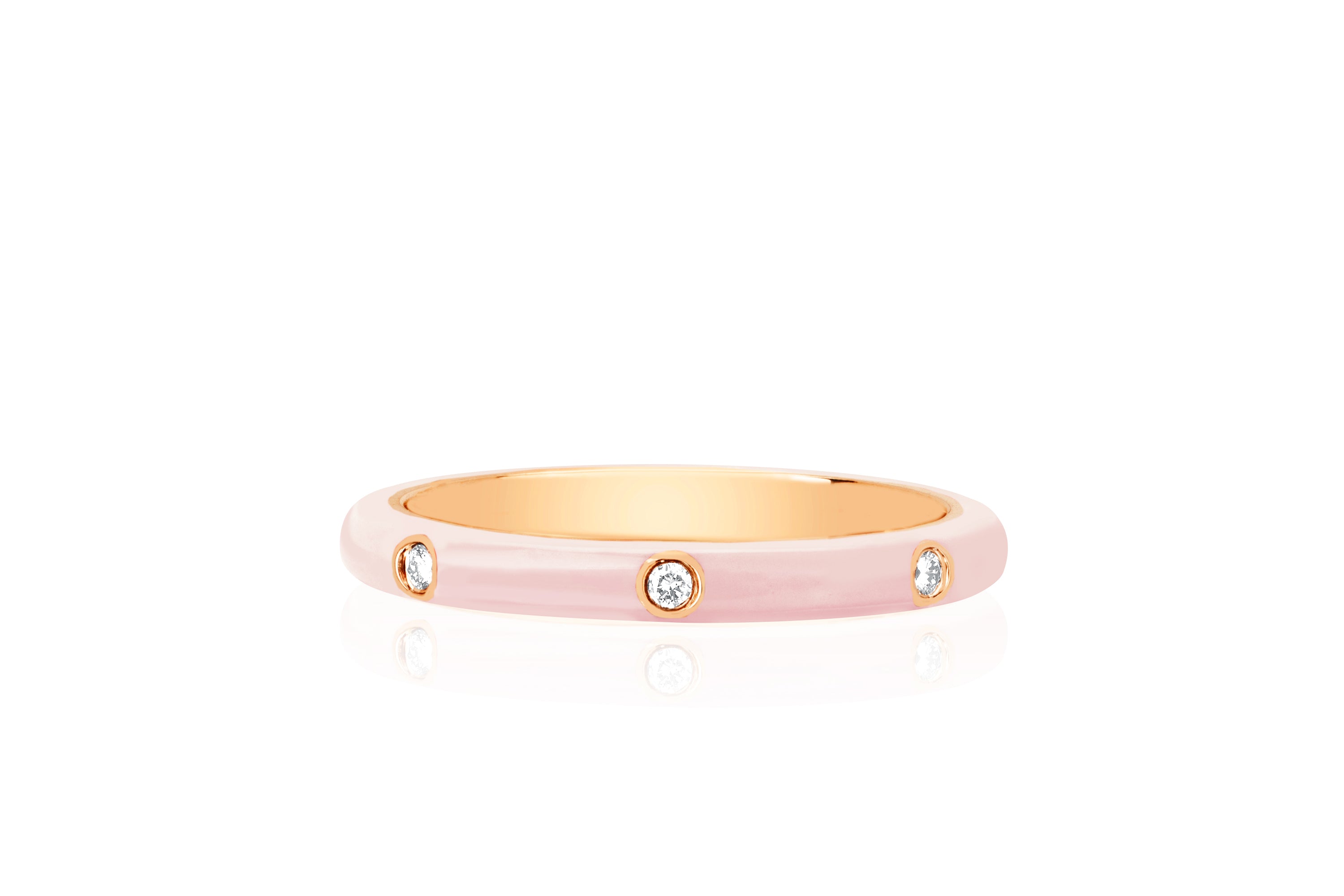 3 Diamond Blush Enamel Stack Ring