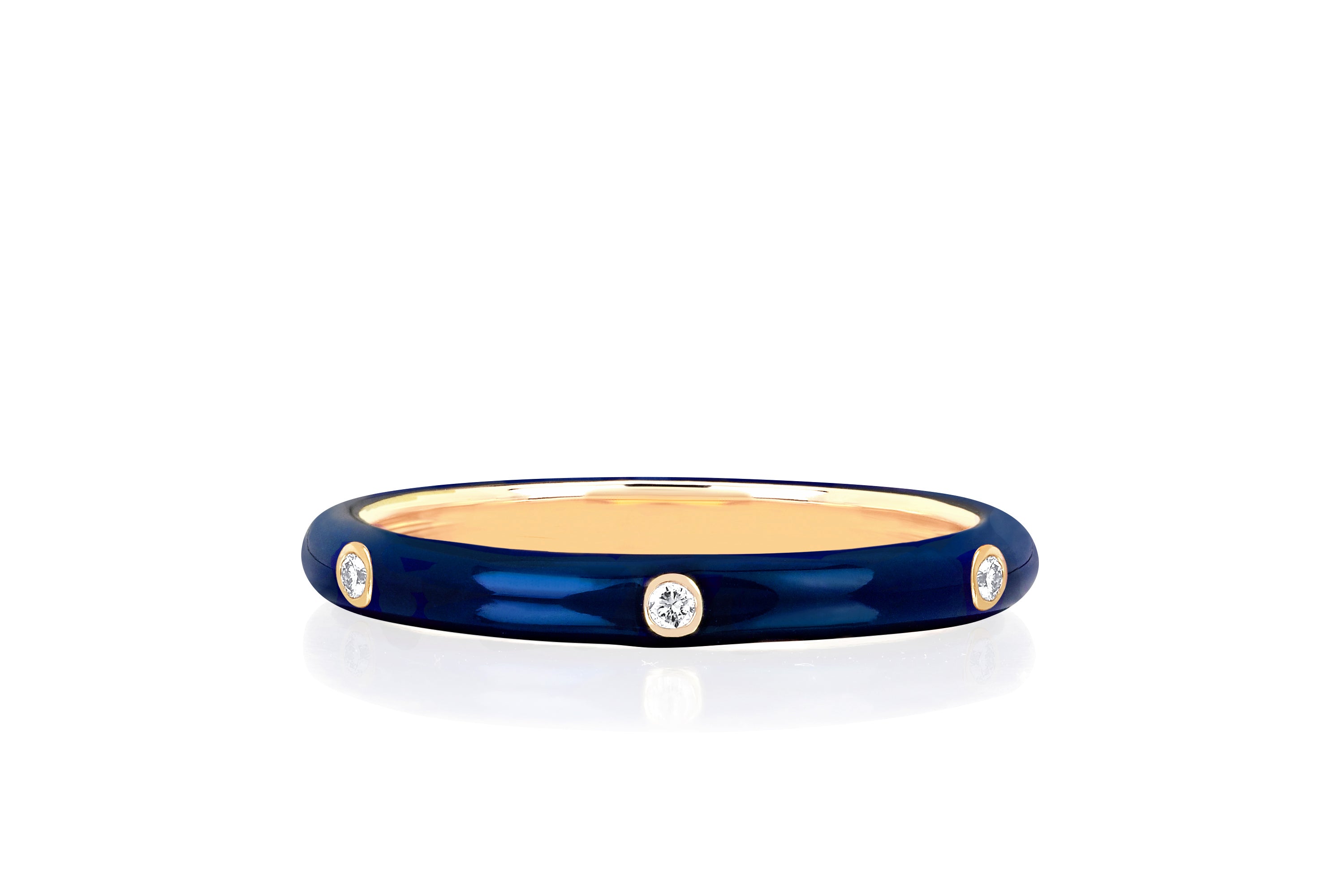 3 Diamond Navy Enamel Stack Ring