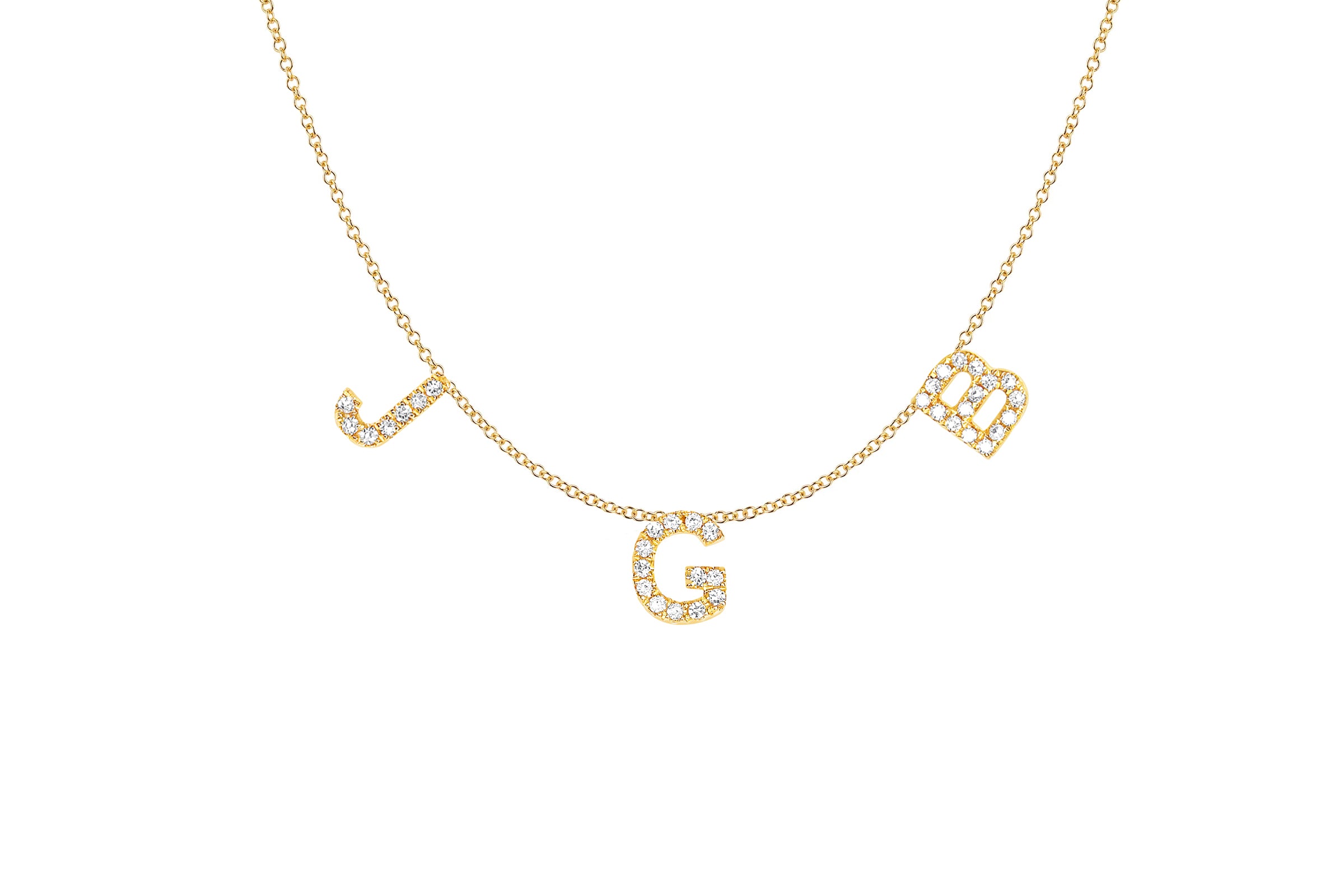 Diamond Triple Initial Necklace