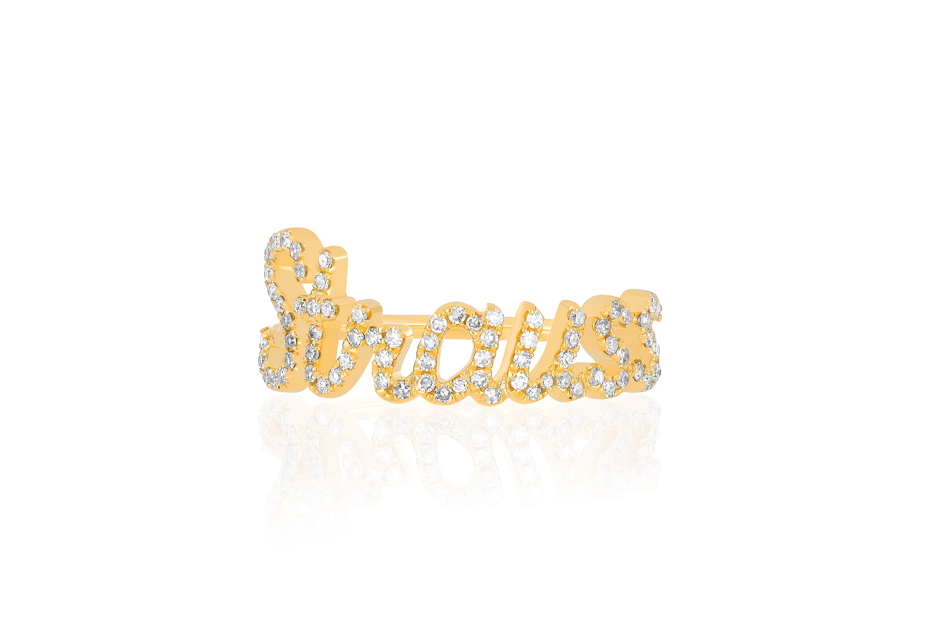 Diamond Script Name Ring